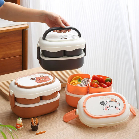 Unisex Bento-eväsrasia Karhu-teemalla Käytännöllinen Monilokeroinen 1