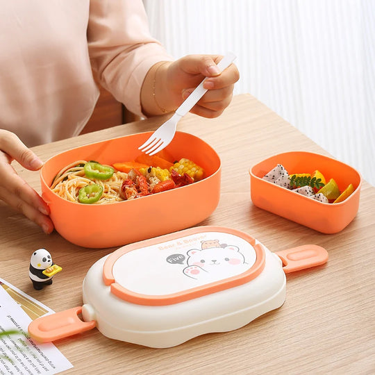 Unisex Bento-eväsrasia Karhu-teemalla Käytännöllinen Monilokeroinen 3