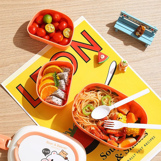 Unisex Bento-eväsrasia Karhu-teemalla Käytännöllinen Monilokeroinen 4