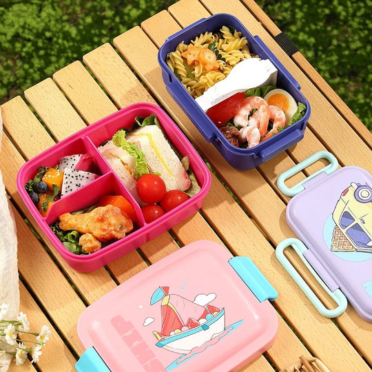 Unisex Bento-eväsrasia integroiduilla ruokailuvälineillä leikkisällä kuvituksella 3