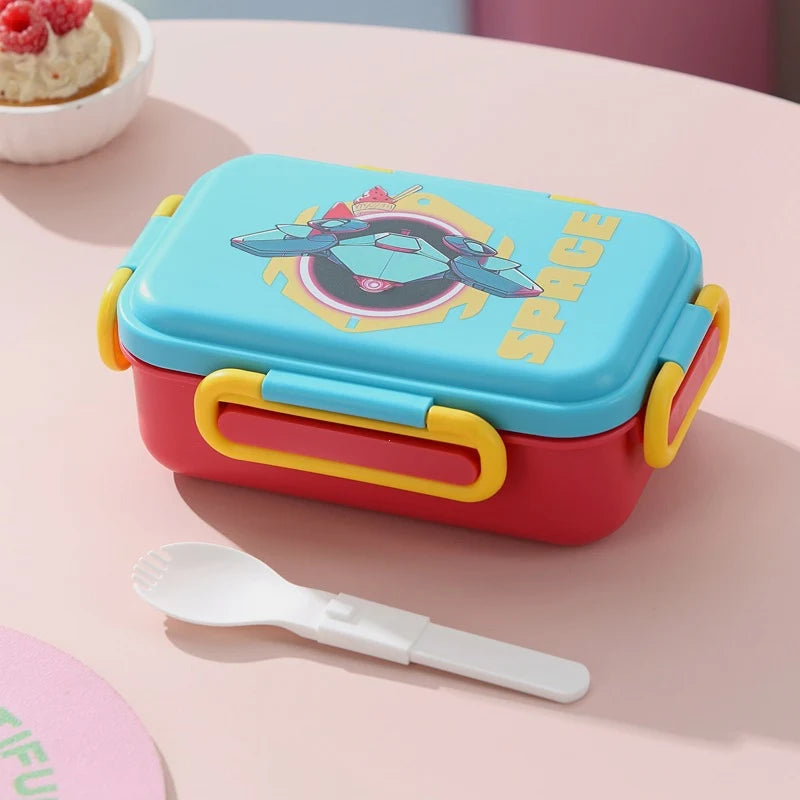 Unisex Bento-eväsrasia integroiduilla ruokailuvälineillä leikkisällä kuvituksella 6