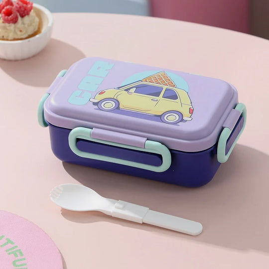 Unisex Bento-eväsrasia integroiduilla ruokailuvälineillä leikkisällä kuvituksella 7