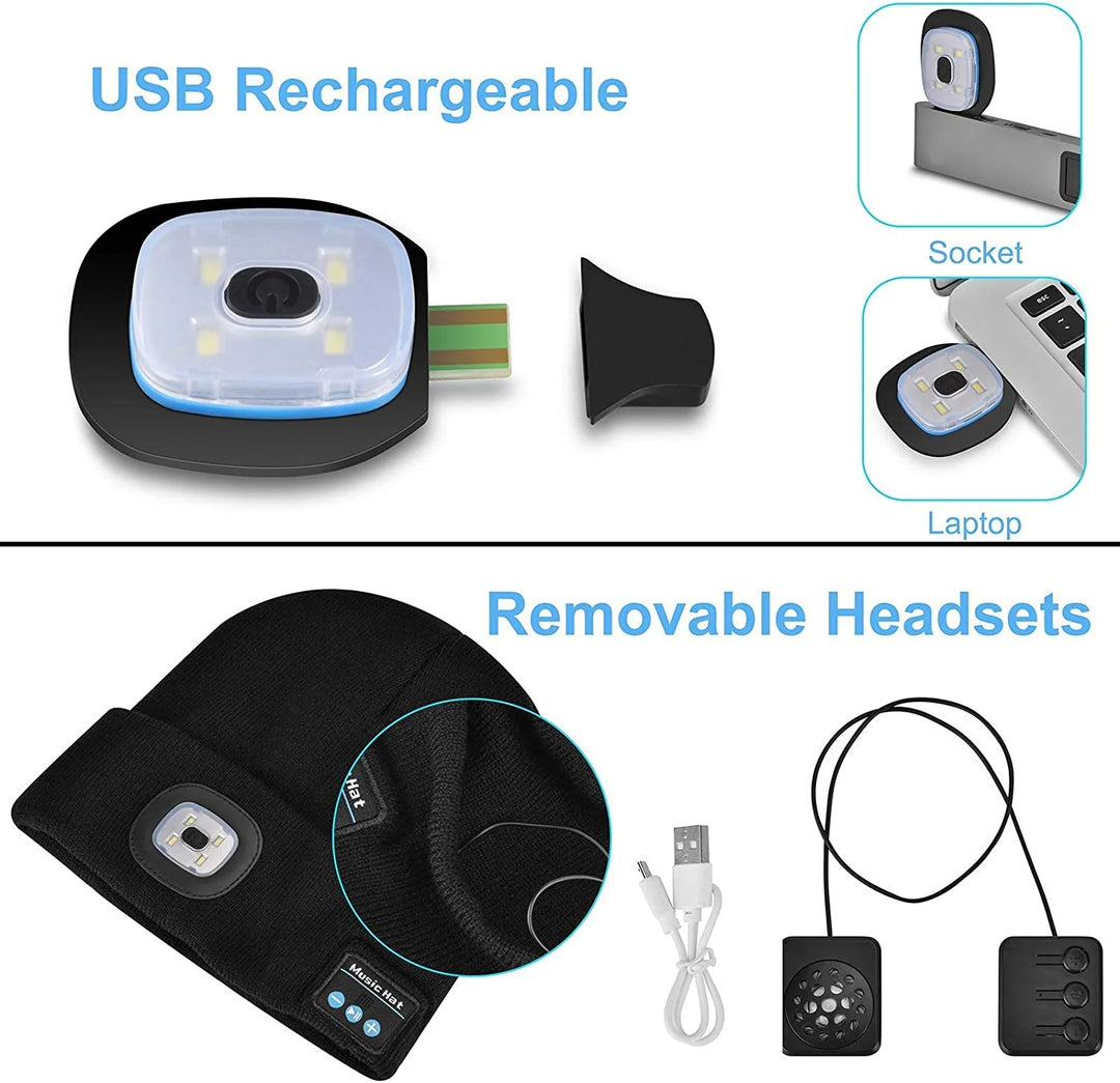 Unisex Bluetooth-pipo LED-valolla ja langattomilla kuulokkeilla 8