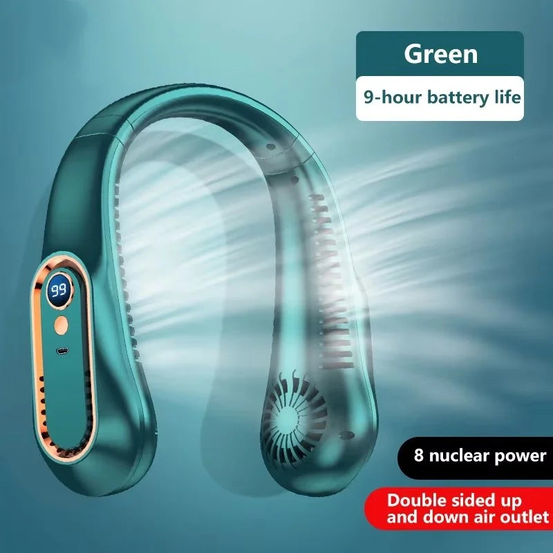 Unisex Kannettava Kaulatuuletin LED-näytöllä Säädettävällä Tuulennopeudella 9