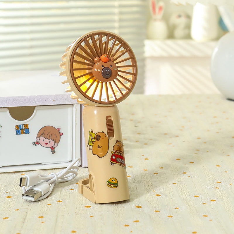 Unisex Kannettava USB-käsituuletin LED-valolla ja Pidikkeellä 6
