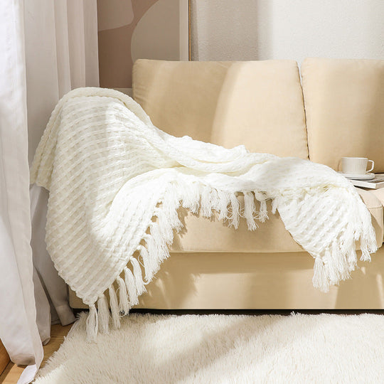 Unisex Lämmin Peitto Modernilla Kuvioinnilla ja Hapsureunoilla 2