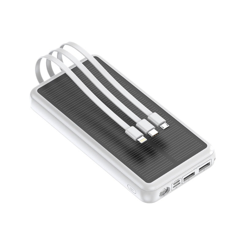 Unisex Powerbank Aurinkolatauksella ja Integroiduilla Kaapeleilla 1
