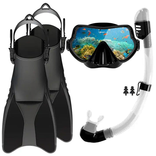 Unisex Snorkkelisarja Ergonomisella Sukellusnaamarilla ja Uimaevillä 7