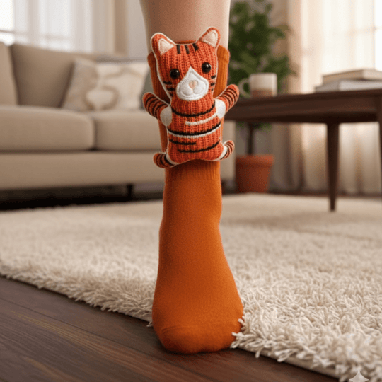 Unisex Talosukat 3D-Eläinkorostuksella Leikkisästi Mukautuva 3