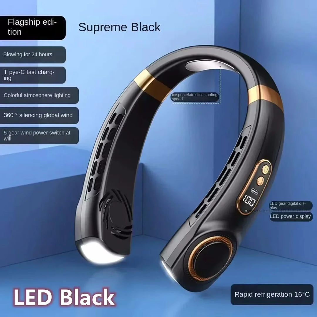 Unisex USB-Ladattava Kaulatuuletin Säädettävällä Tuulennopeudella LED-Näytöllä 10