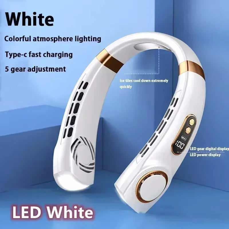 Unisex USB-Ladattava Kaulatuuletin Säädettävällä Tuulennopeudella LED-Näytöllä 19