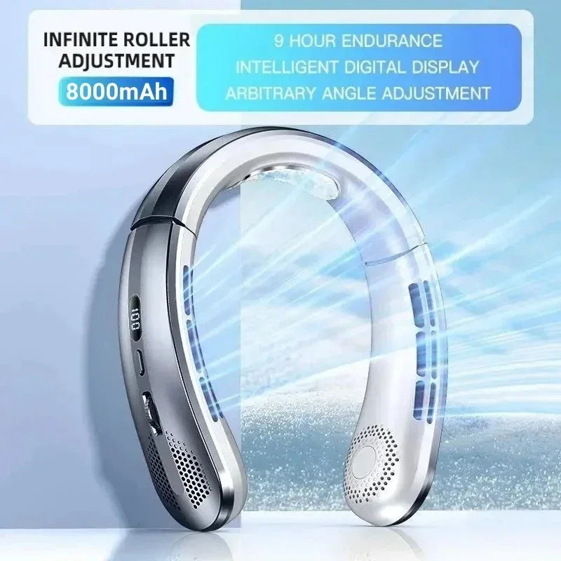 Unisex USB-Ladattava Kaulatuuletin Säädettävällä Tuulennopeudella LED-Näytöllä 5