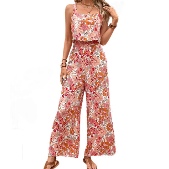Naiset Jumpsuit Hihaton Vintage Kukkatulostus Hengittävä Polyesteri 6