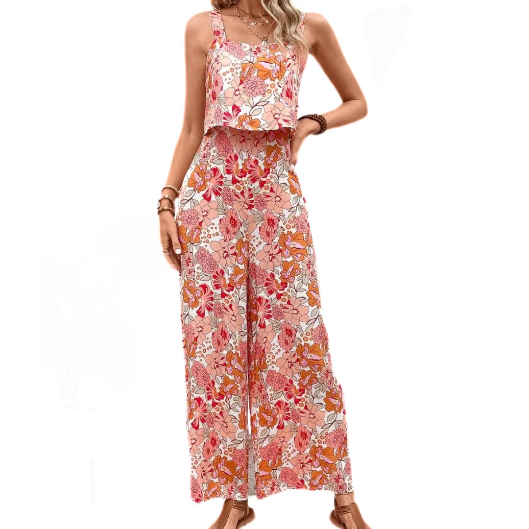 Naiset Jumpsuit Hihaton Vintage Kukkatulostus Hengittävä Polyesteri 5