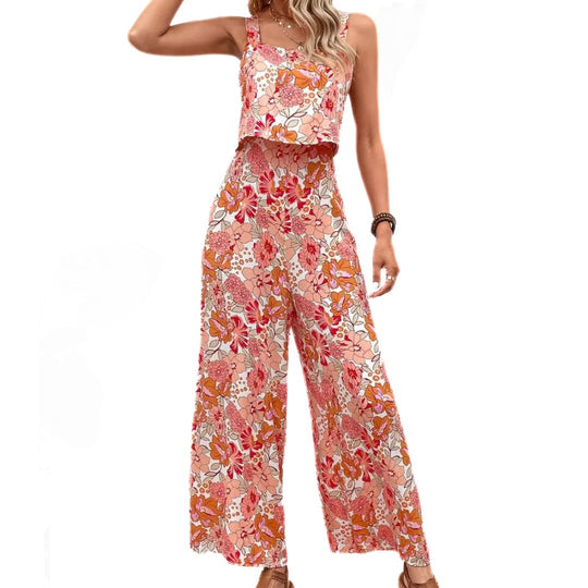 Naiset Jumpsuit Hihaton Vintage Kukkatulostus Hengittävä Polyesteri 4