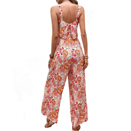 Naiset Jumpsuit Hihaton Vintage Kukkatulostus Hengittävä Polyesteri 2