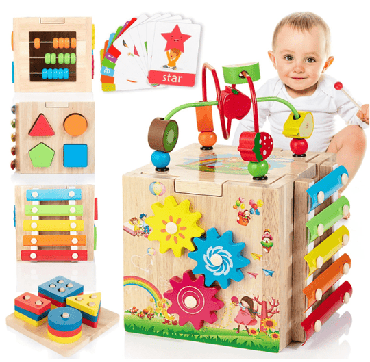 Vauvojen Toimintakuutio 8-in-1 Montessori-tyylillä 6
