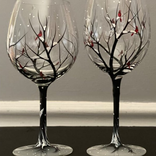 Viinilasit Four Seasons Tree -taideteos 2