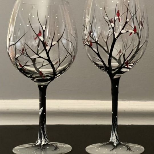Viinilasit Four Seasons Tree -taideteos 2