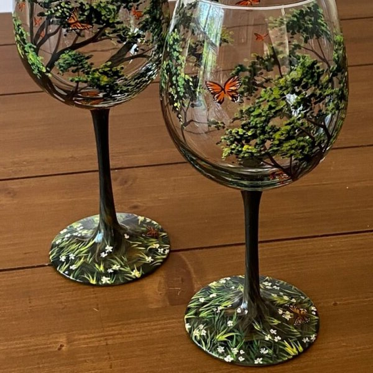 Viinilasit Four Seasons Tree -taideteos 4