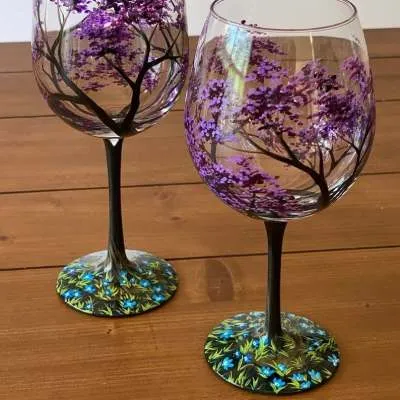 Viinilasit Four Seasons Tree -taideteos 6