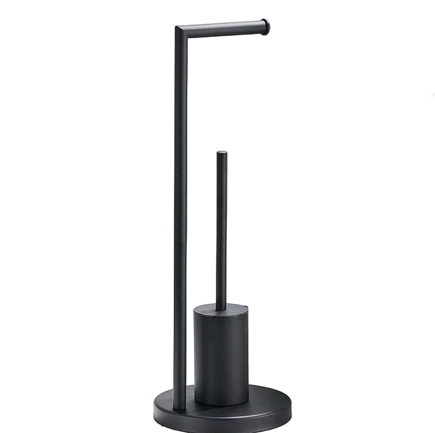 WC-paperipidike ja puhdistusharja moderniin kylpyhuoneeseen 0