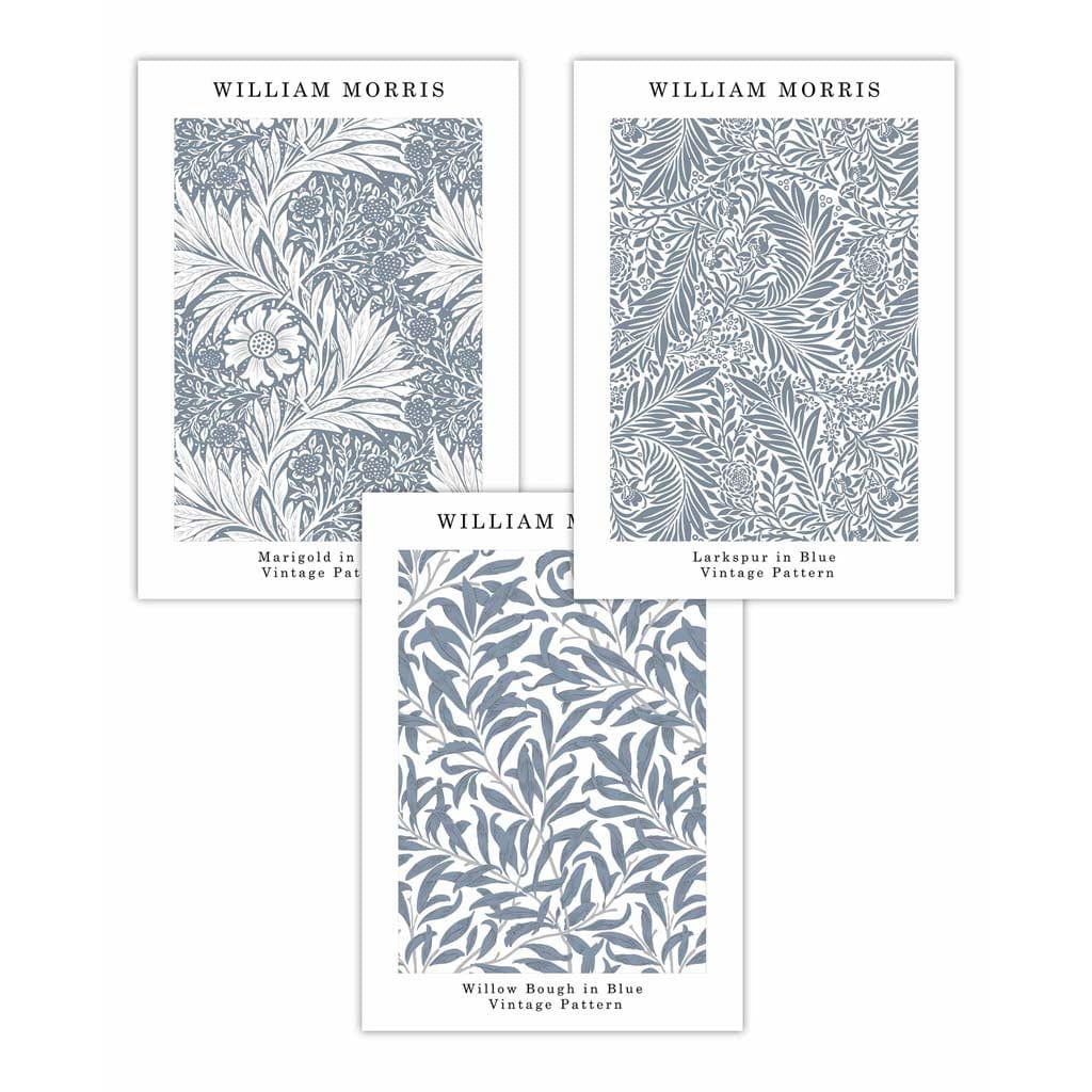 William Morris Vintage -kukkasetti, 3 seinätaidetta 0