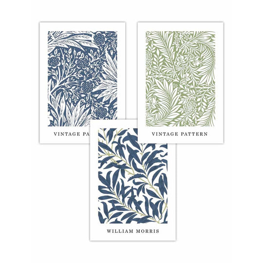 William Morris Vintage -kukkasetti, 3 seinätaidetta 0