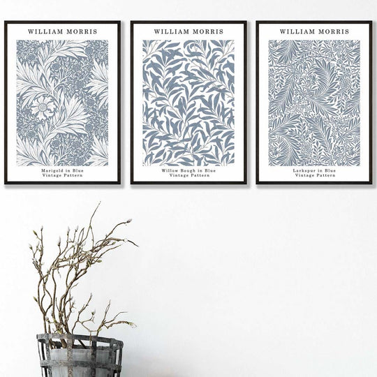 William Morris Vintage -kukkasetti, 3 seinätaidetta 1