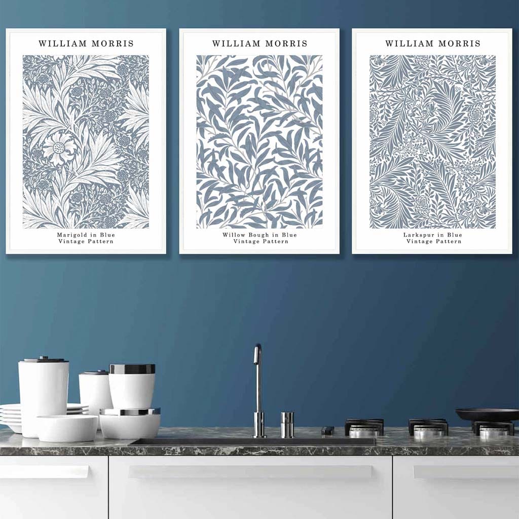 William Morris Vintage -kukkasetti, 3 seinätaidetta 2