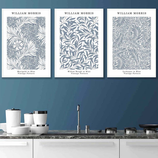 William Morris Vintage -kukkasetti, 3 seinätaidetta 2