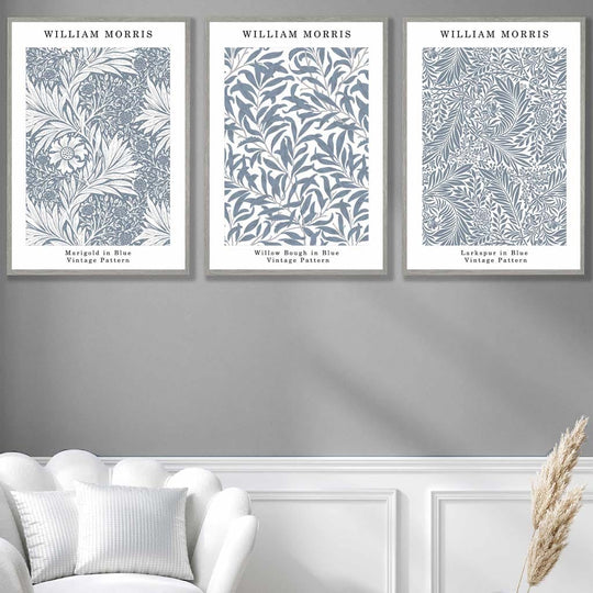 William Morris Vintage -kukkasetti, 3 seinätaidetta 3