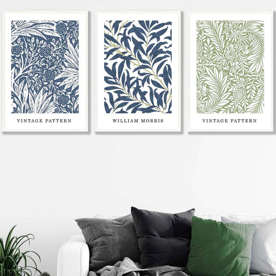 William Morris Vintage -kukkasetti, 3 seinätaidetta 3