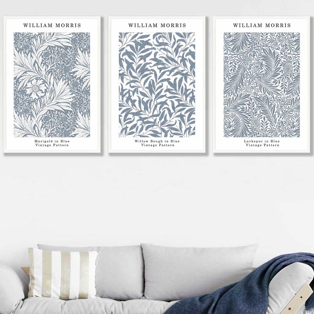 William Morris Vintage -kukkasetti, 3 seinätaidetta 4