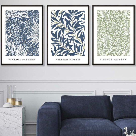 William Morris Vintage -kukkasetti, 3 seinätaidetta 4