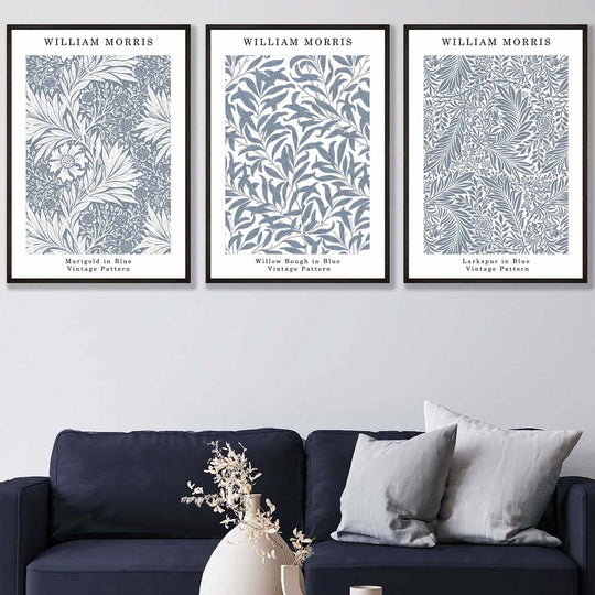 William Morris Vintage -kukkasetti, 3 seinätaidetta 5