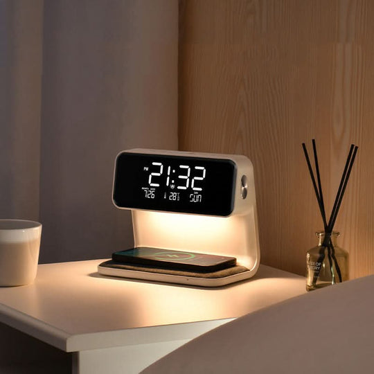 Yölamppu ja Herätyskello Langattomalla Latauksella Moderni Design 0