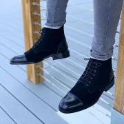 Miesten Bootsit Tyylikkäät Nahka Talvi Saappaat-3