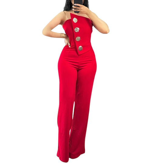 Epäsymmetrinen Bandeau olkaimeton Jumpsuit