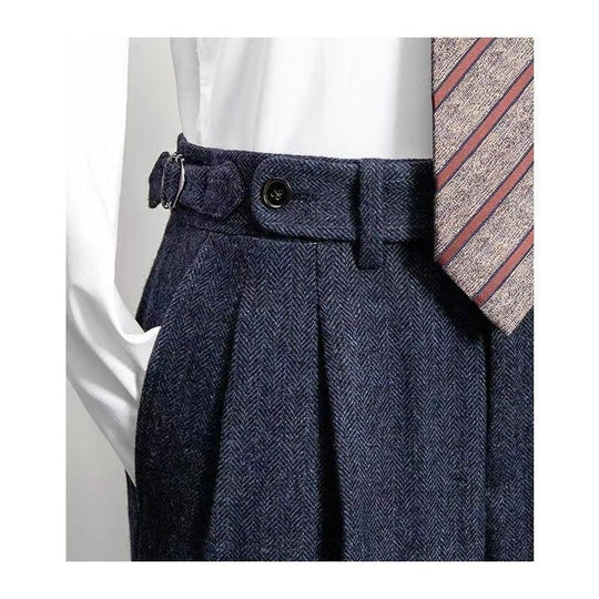 Miesten Rento Tweed-Housut Moderni Istuvuus Kestävä Materiaali 3