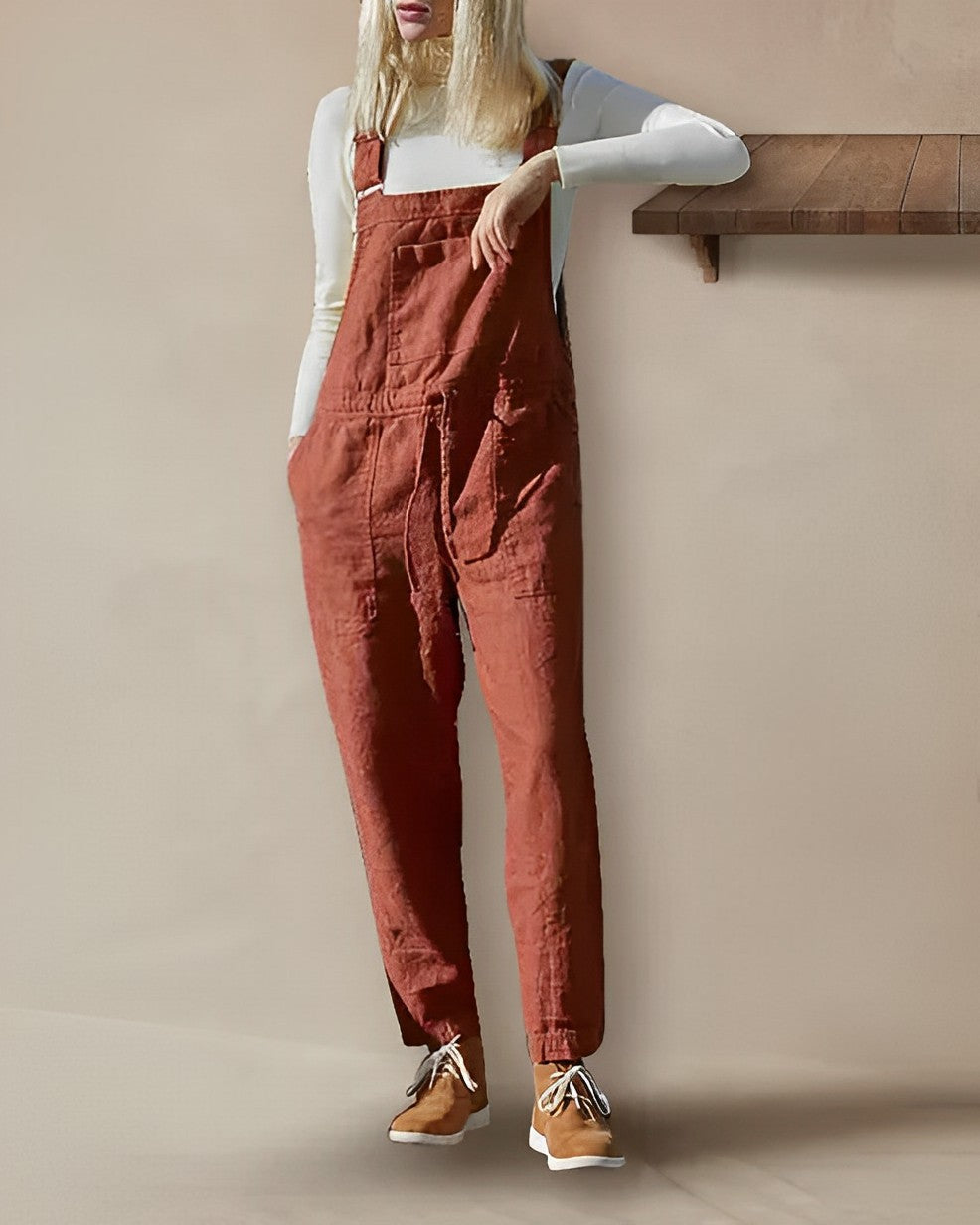 Naisten Hihaton Jumpsuit Rento Puuvilla Dungarees 1