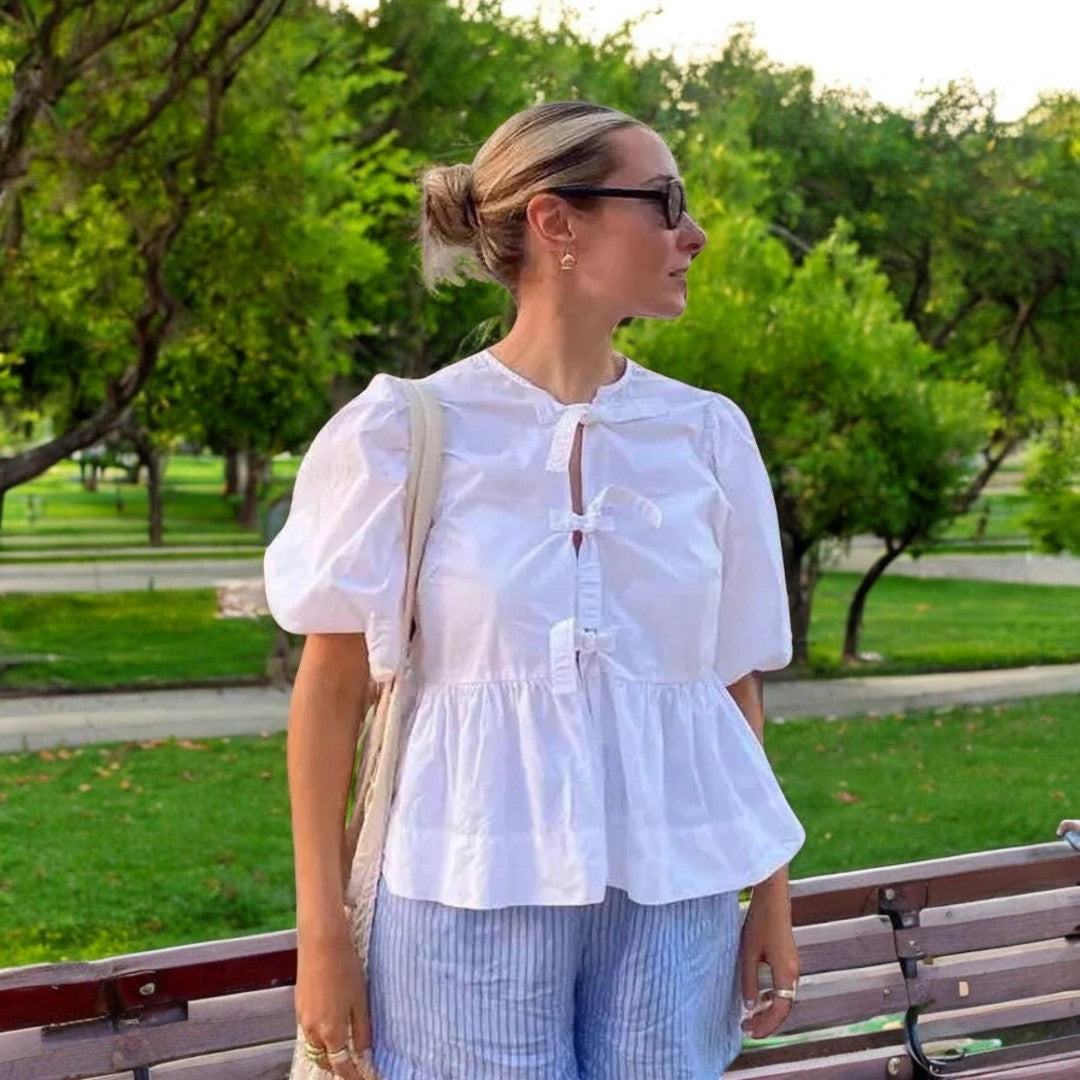 Naisten Lace-Up Puff hihat Crop pusero