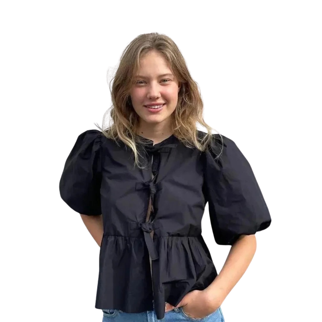 Naisten Lace-Up Puff hihat Crop pusero