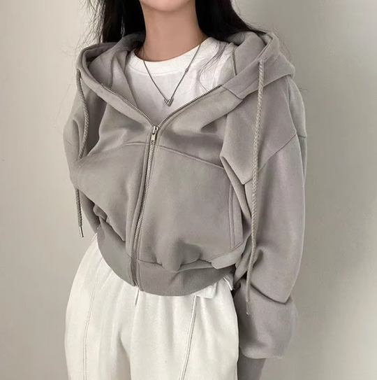 Naisten ylimitoitettu Crop Top huppari