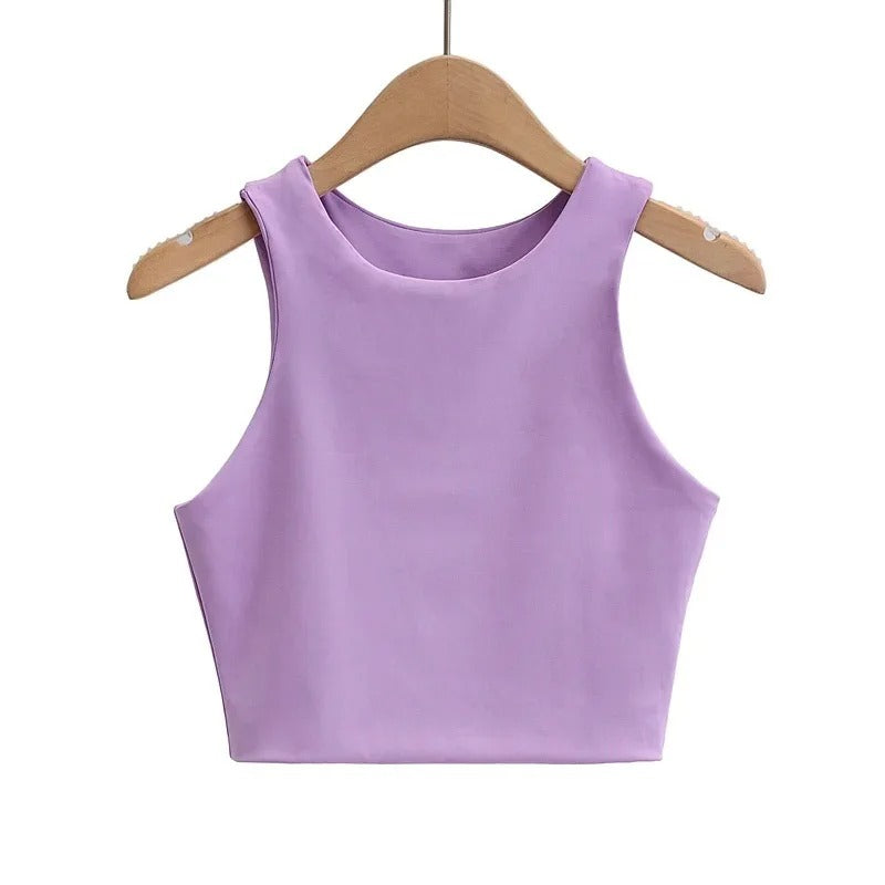 Naisten hihaton O-kauluksinen Slim Fit Tank Topi