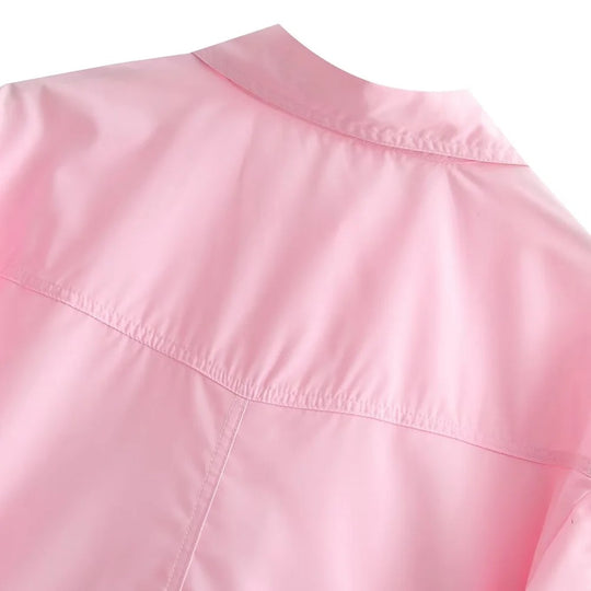 Naisten löysä cropped popliini paita