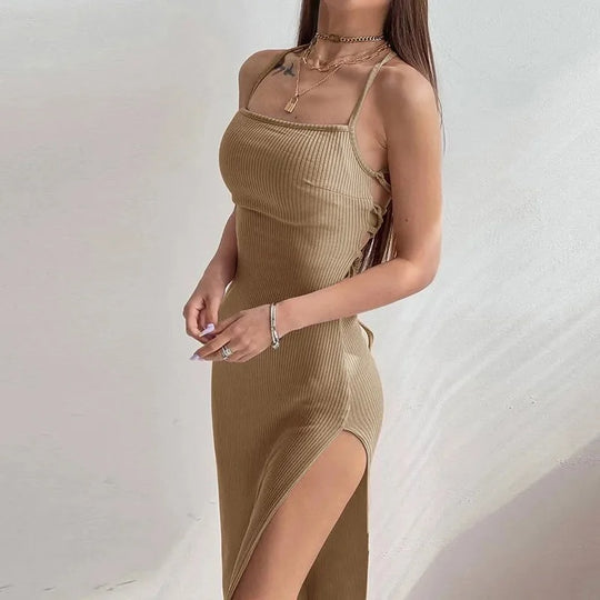 Naisten selkätön Halter kaula Bodycon mekko