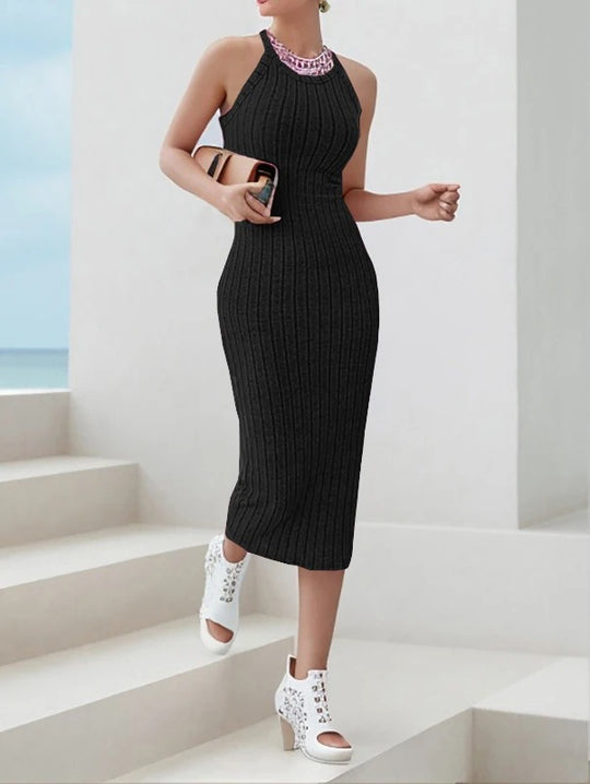 Naisten halterneck-kaula-aukkoinen bodycon-midimekko