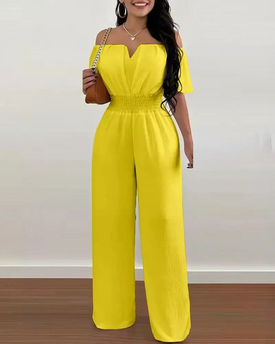 Naisten Off Shoulder Leveä jalka Jumpsuit