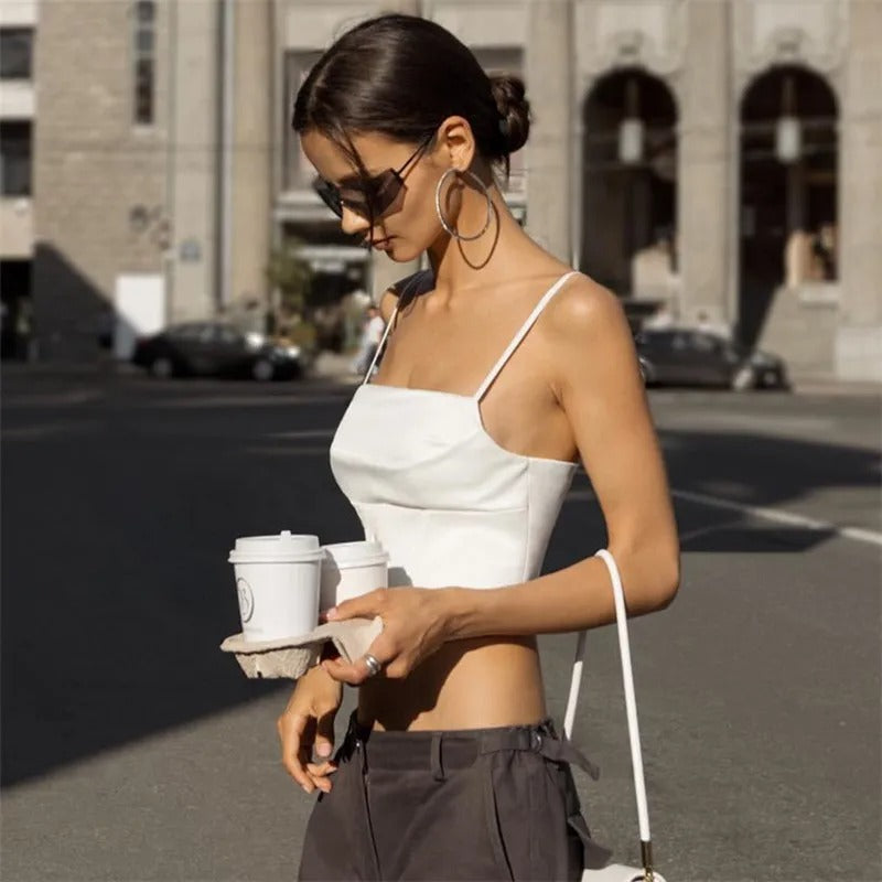 Naisten Lace-Up Spagettihihnainen Crop-top